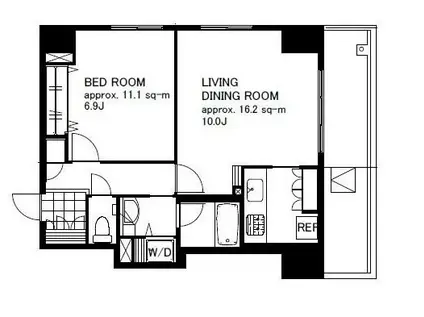 御殿山テラス(1LDK/6階)の間取り写真