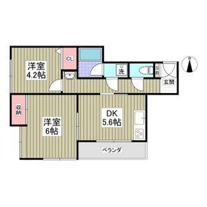 鎌倉ピュアハイム(2DK/2階)の間取り写真