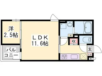 コティ樽屋町(1LDK/3階)の間取り写真