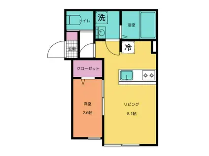 ルミナンス ひばりヶ丘(1LDK/1階)の間取り写真