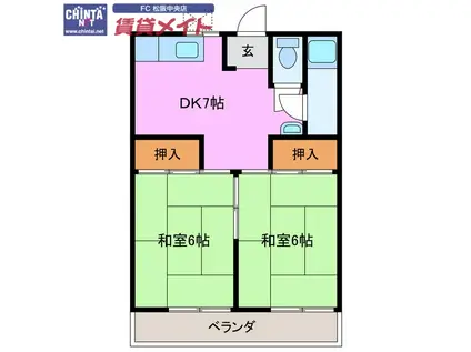 ルナスピカ(2DK/2階)の間取り写真