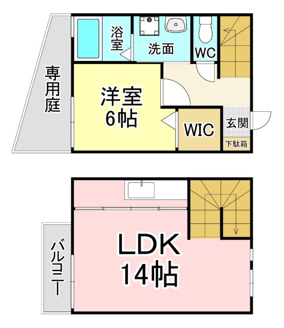 グランモア片野新町(1LDK/1階)の間取り写真