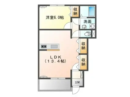 BRIGTH FOUR VIEW(1LDK/1階)の間取り写真