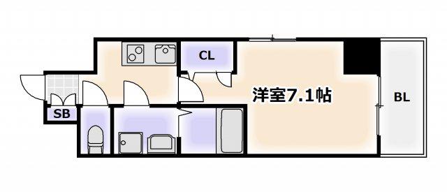 エスリード難波ステーションプラザ(1K/3階)の間取り写真