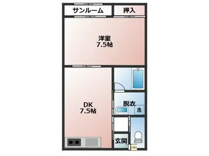 コーポマイティ(1DK/1階)の間取り写真