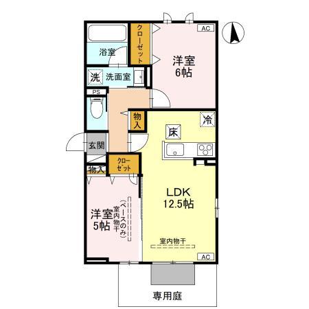 DR長坂台CORAZON(2LDK/1階)の間取り写真