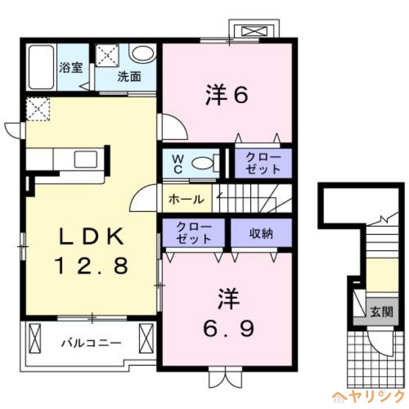 フルール(2LDK/2階)の間取り写真