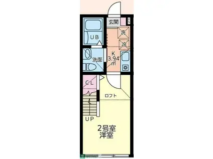 シティハイツ京王堀之内(1K/1階)の間取り写真