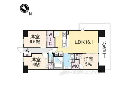 クラッシィハウス京都六地蔵 ゲートタワー(3LDK/17階)の間取り写真