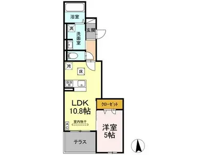 ブルー・コーラル(1LDK/1階)の間取り写真