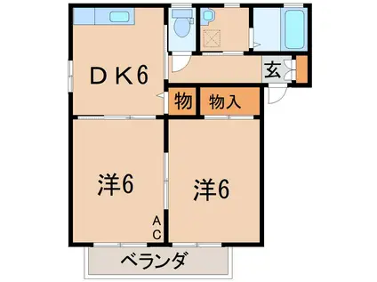 ボヌールIID(2DK/1階)の間取り写真