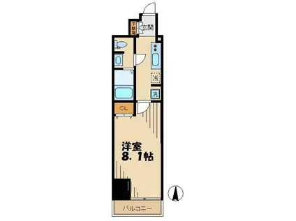 マーロ府中レジデンス♯R(1K/15階)の間取り写真