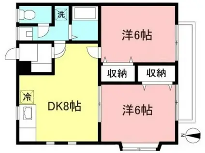 パレス銀嶺(2DK/1階)の間取り写真