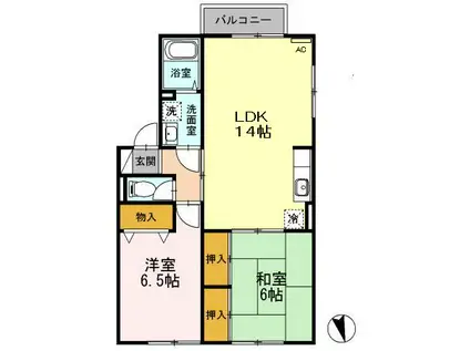 ふぁみーる萌A(2LDK/2階)の間取り写真