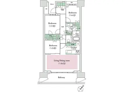 HARUMI FLAG PARK VILLAGE E棟(3LDK/6階)の間取り写真