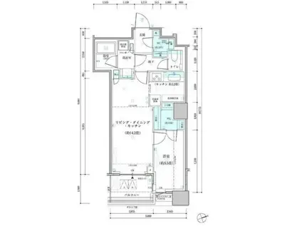 パークタワー勝どきサウス(1LDK/37階)の間取り写真