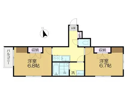 グリシーナ羽根木(2K/1階)の間取り写真