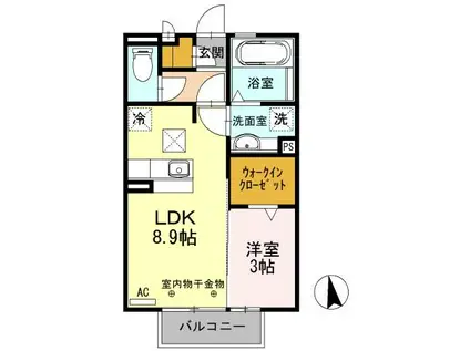 ラヴィング(1LDK/1階)の間取り写真