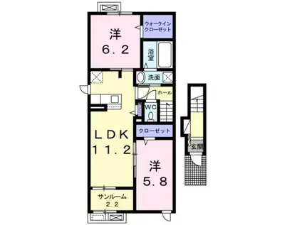 ペスカーサ(2LDK/2階)の間取り写真