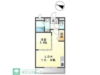 ピュアガーデン美穂(1LDK/1階)の間取り写真
