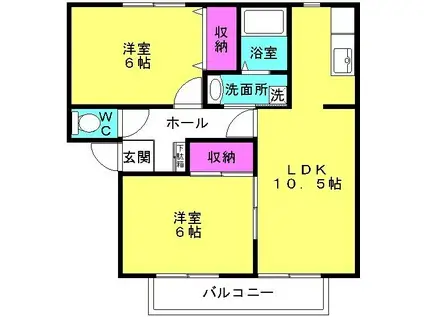 プランドールハリマ A棟(2LDK/2階)の間取り写真