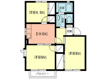 ハイツシンフォニーI(3DK/2階)の間取り写真