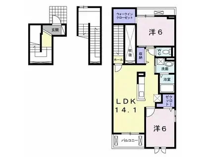サニー本星(2LDK/3階)の間取り写真