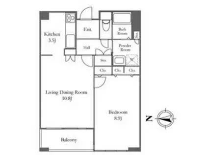 リバーシティ21 イーストタワーズ2(1LDK/42階)の間取り写真