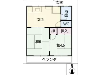 出町ハイツ(2DK/2階)の間取り写真