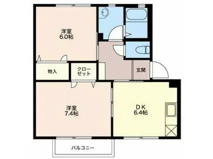 メゾン・フローラ D(2DK/1階)の間取り写真