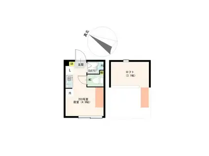 VALLATA平井(ワンルーム/2階)の間取り写真