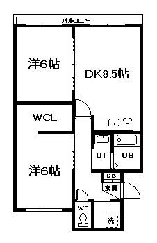 新都ハイツ レジェ(2DK/2階)の間取り写真