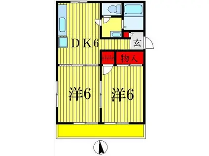 山産マンション(2DK/3階)の間取り写真