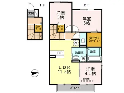 パーク フォレスト B棟(3LDK/2階)の間取り写真
