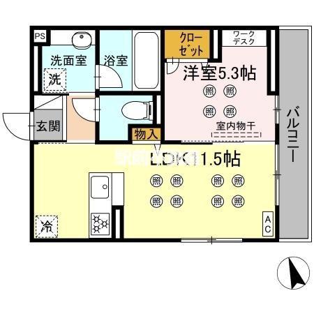 NEW LIFE大保(1LDK/2階)の間取り写真