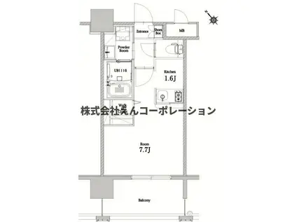 エンクレストベイ天神東II(1K/11階)の間取り写真