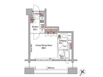 パークアクシス白金台(ワンルーム/9階)の間取り写真