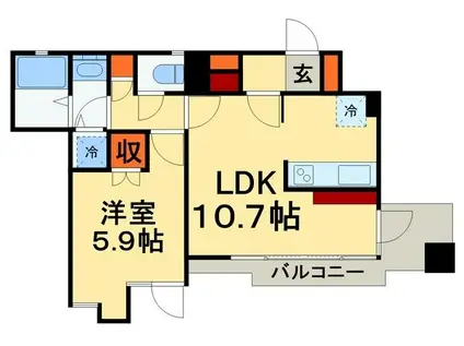 WILLDO本千葉(1LDK/6階)の間取り写真