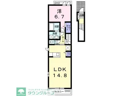 イルミナーレA(1LDK/2階)の間取り写真