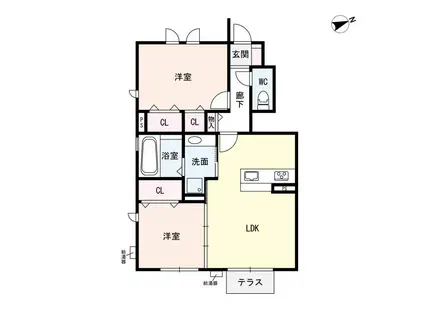 アンソレイエ ファミーユ A棟(2LDK/1階)の間取り写真
