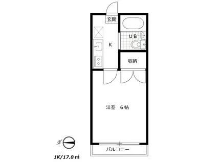 ルミエール菅生(1K/1階)の間取り写真