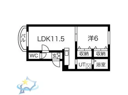 トトロの杜Ⅲ(1LDK/2階)の間取り写真