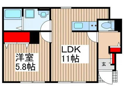 リーブルファイン幸手駅III(1LDK/1階)の間取り写真