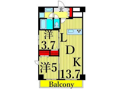グランカーサ南千住(2LDK/4階)の間取り写真