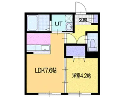 JEEK BLAU千歳錦町(1DK/1階)の間取り写真