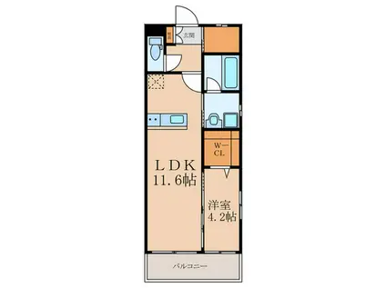 ERIOS COURT KN(1LDK/1階)の間取り写真