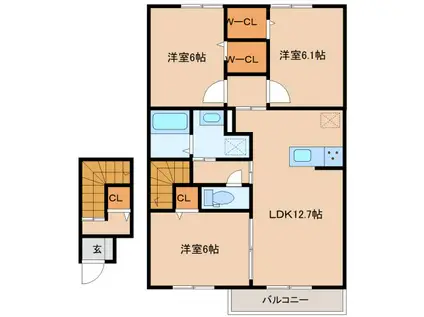 サニーヒロII(3LDK/2階)の間取り写真