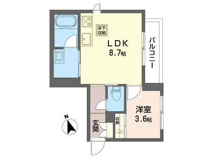 ルピナスコモド(1LDK/1階)の間取り写真