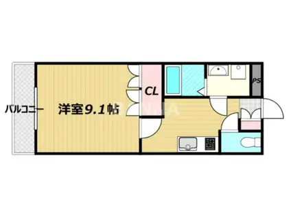 ペガサス和気 II番館(1K/1階)の間取り写真