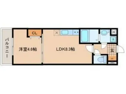 BLESSED LIFE上杉(1LDK/4階)の間取り写真